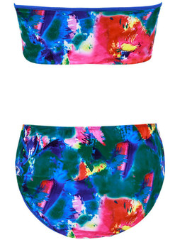 Casual Colorful Strapless Bowknot Abstract Print Bikini
