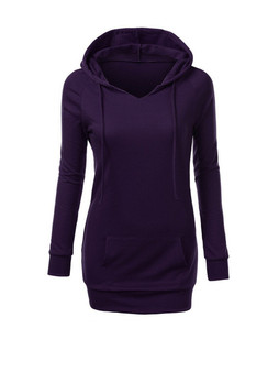 Casual Drawstring Kangaroo Pocket Plain Hoodie