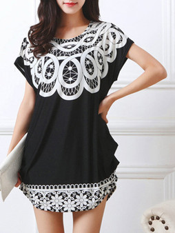 Casual Round Neck Casual Loose Printed Blouse