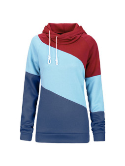 Casual Drawstring Color Block Striped Hoodie