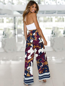 Bohemia Floral Wide Leg Bottom Casual Pants