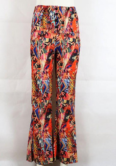Multicolor Print Pockets Elastic Waist Fashion Long Pants