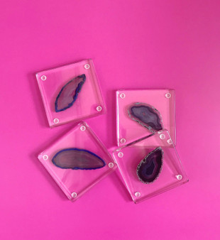 Set of Four Agate & Resin Coasters