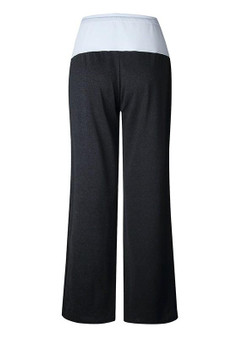 Black Drawstring Waist Oversize High Waisted Casual Straight-Leg Long Pants