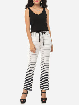 Casual Gradient Striped Bowknot Chic Casual-pants