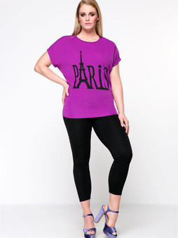 Casual Designed Paris Printed Round Neck Plus Size T-Shirt