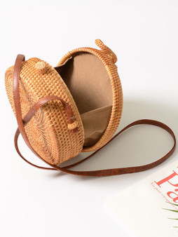 Hollow Bowknot Fresh Rattan Little Bag