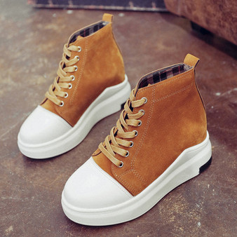 Casual Heel Increasing Platform Lace Up High Top Casual Shoes