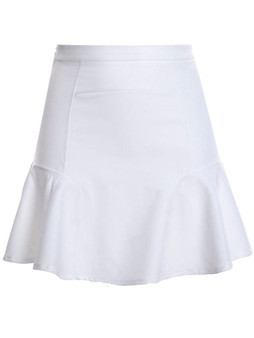 Casual Basic Flounce-Hem Plain A-Line Mini Skirt