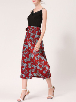 Casual Fabulous Floral Printed Flared Maxi Skirt