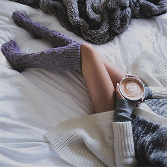 Cable Knit Over-The-Knee Socks