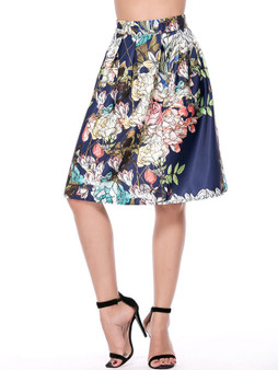 Casual Fabulous Floral Printed Flared Midi Skirt