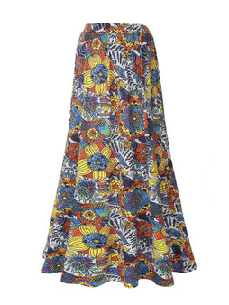 Casual Delightful Floral Printed Flared Maxi Skirt