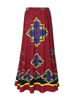 Casual Delicate Tribal Printed Flared Maxi Skirt