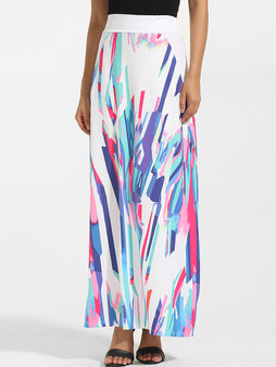 Casual Dacron Printed Maxi-skirt