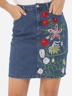 Casual Embroidery Chic Mini-skirt