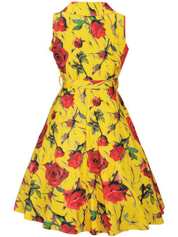 Casual Sweet Heart Pleated Bodice Skater Dress In Floral Printed