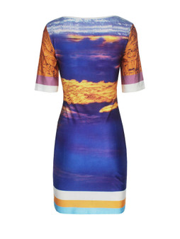 Casual Round Neck Printed Bodycon Dress With Short Sleeve