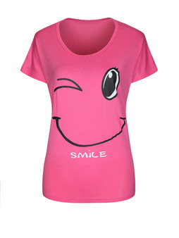 Casual Simple Lovely Smile Printed Short Sleeve T-Shirt