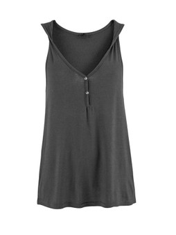 Casual Deep V-Neck Plain Vest With Button