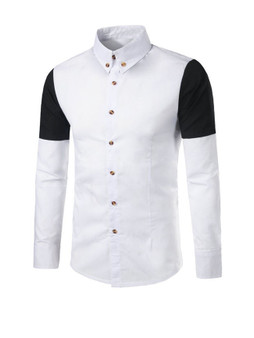 Casual Trendy Color Block Men Shirt With Button Down Collar