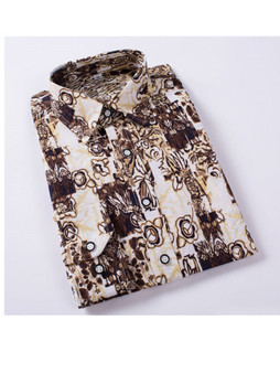 Casual Stylish Turn Down Collar Abstract Print Men Shirt