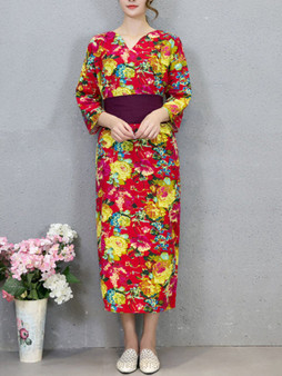 Casual V-Neck Floral Printed Sack Maxi Dress