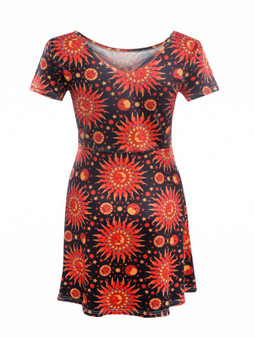 Casual Round Neck Printed Dramatic Shift Dress