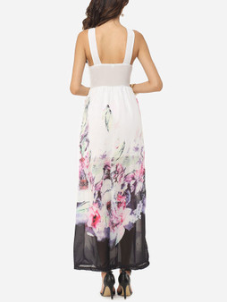 Casual Floral Printed Delightful Crew Neck Maxi-dress