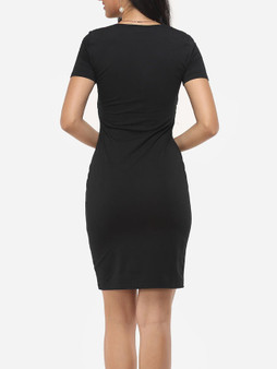 Casual Plain Sexy V Neck Bodycon-dress