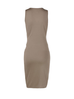 Casual Deep V-Neck Plain Ruched Bodycon Dress