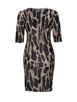 Casual Sexy Deep V-Neck Leopard Bodycon Dress
