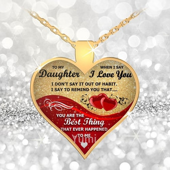 Golden Heart Shaped Love Pendant To My Daughter From Parents Necklace: Hutzell
