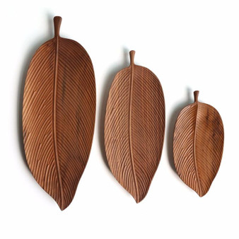 Oriental Leaf Wooden Serving Trays