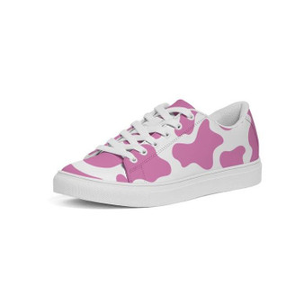 Pink Cow Print Women's Faux-Leather Sneakers