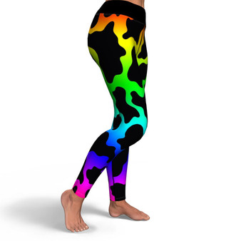 Dark Rainbow Cow Print Yoga Leggings