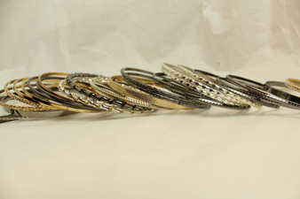 Set Of Metal Bangle Silver Gold Plated Bracelets