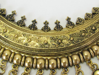 Turkish Gold Coin Metallic Tribal Ethnic Chunky Bib Choker Statement Necklace
