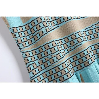 Summer Sleeveless Geometry Knitted Midi Dress