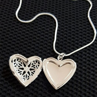 925 Sterling Silver Heart Shaped Photo Locket Pendant Necklace: Hutzell