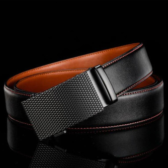 Cowhide Genuine Leather Automatic Buckle Belts Black Business Formal Belt