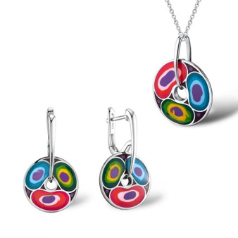 HANDMADE Colorful Enamel Jewelry Set Earrings Pendant Jewelry Set