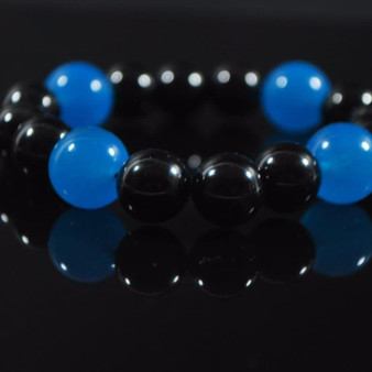Black Onyx and Blue Topaz Mixed Gemstone Bracelets