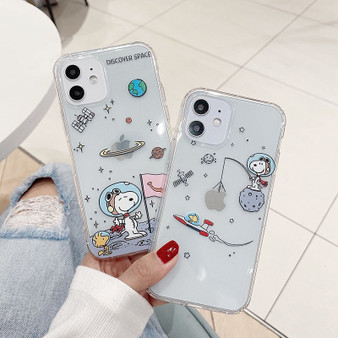 Cute Cartoon Dog Peanuts Starry sky Astronaut Phone Case For iPhone 11 Pro Max