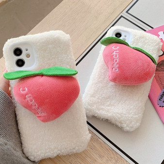 Cute Peach Plush Phone Case For iPhone