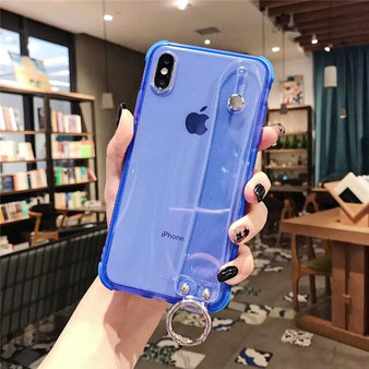 Glitter Powder Wrist Strap Transparent Phone Case For iPhone 11 Pro Max XR XS Max