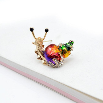 Rhinestone Snail Brooches Cute Small Insect Pin Women Accessories