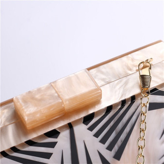 Pearlescent Acrylic Bag Geometric Patchwork Clutches Elegant Evening Bag