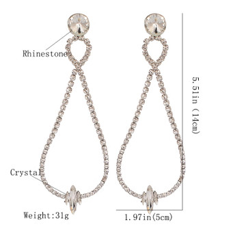 Luxury Rhinestones Dangle Earrings Shiny Big Crystal Statement Earings