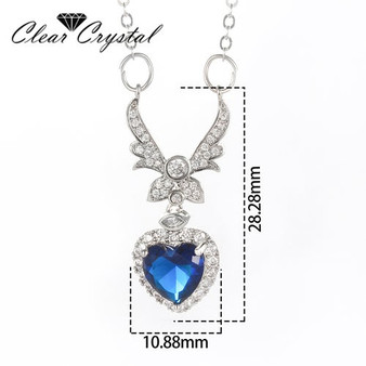 Fashionable Wings With a Heart Shaped Blue Sapphire Necklace: Hutzell